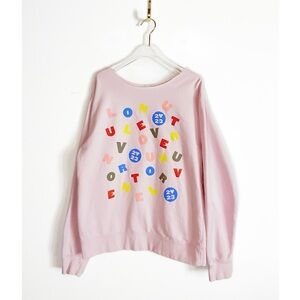 Harry Styles Love On Tour Alphabet Soup Pink Pullover Sweatshirt Womens size M